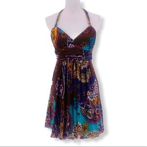 Ruby Rox Floral Halter Top Flowy Midi Sundress M